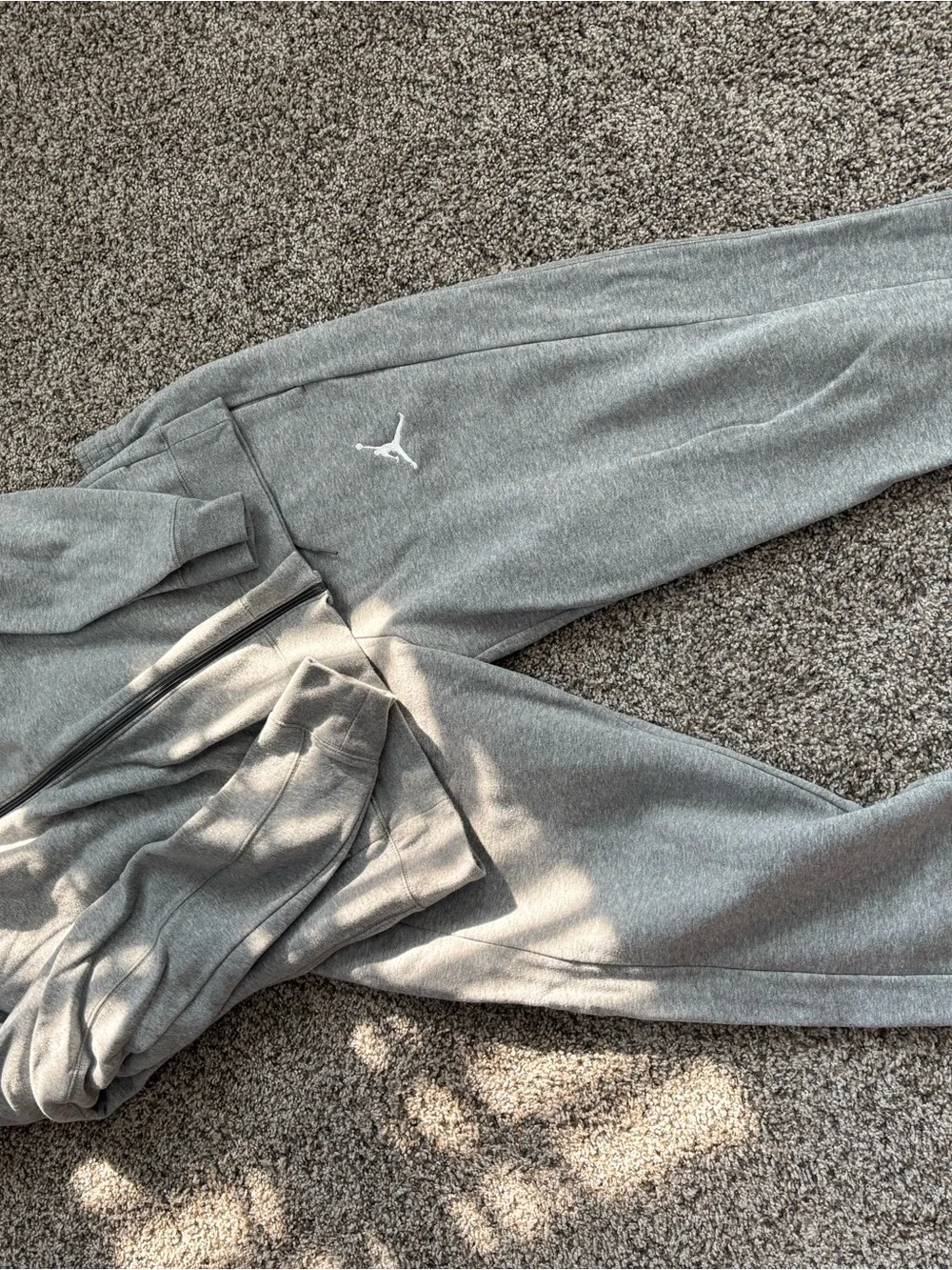 Jordan Gray Men's Sweatpants Joggers with White Jumpman
